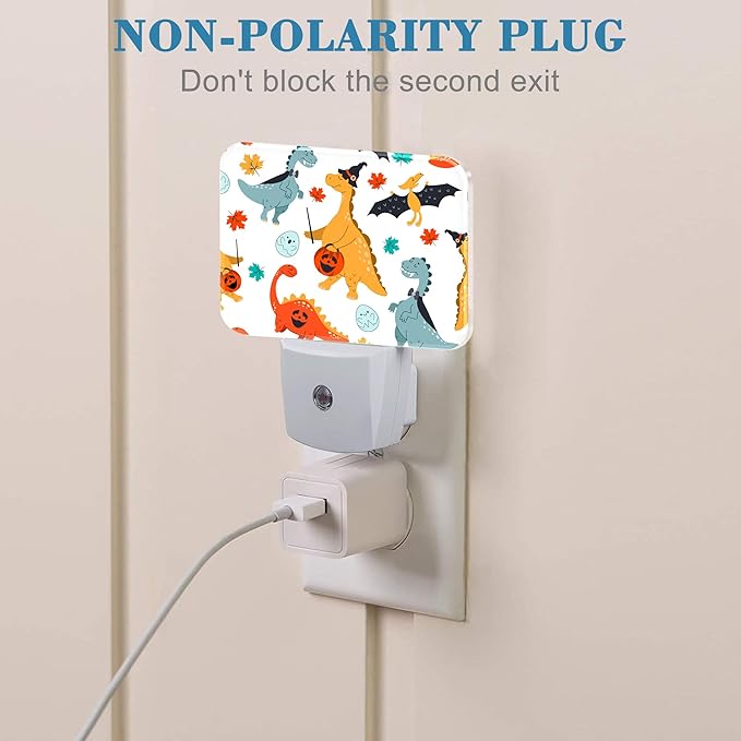 Halloween Cute Funny Dinosaur Night Light for Kids, Halloween LED Night Light Plug into Wall with Dusk to Dawn Sensor for Girls Boys Women Men Bedroom,Hallway,Kitchen,Bathroom,Stairs Decor