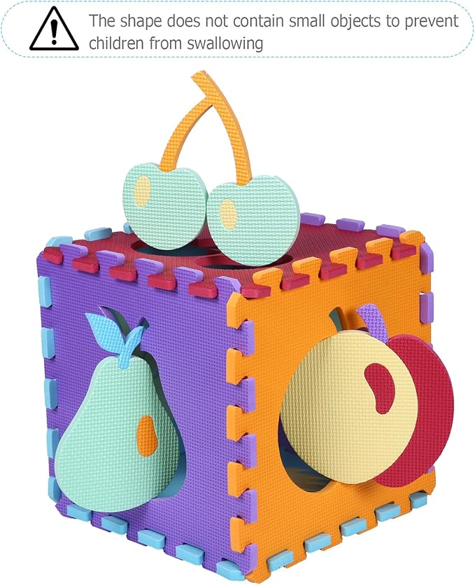 Foam Play Mat for Kids，25Pcs Square Interlocking Puzzle Floor Mat，Baby Play Mat Floor Mat Foam Puzzle Playmat for Toddlers with Fence（Fruit-CSH008