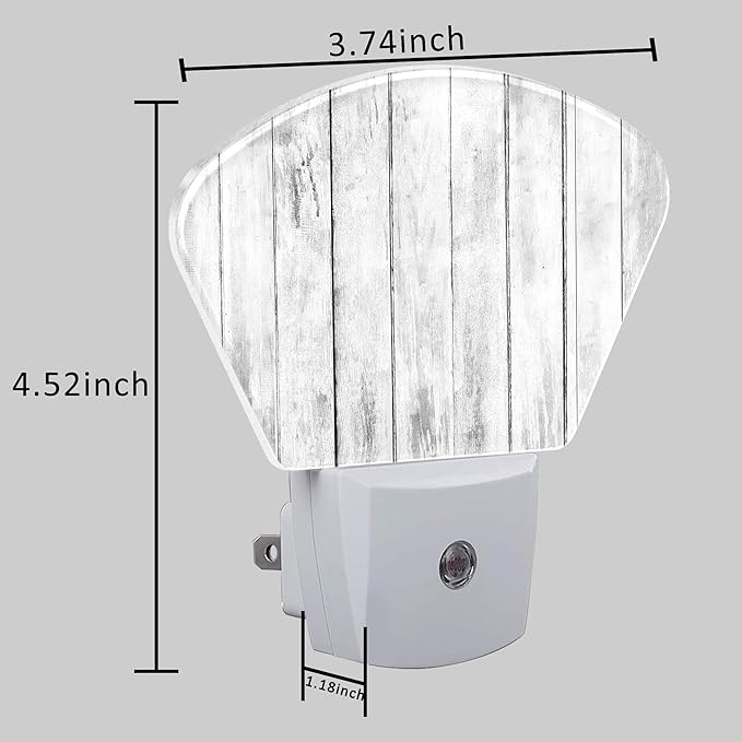White Wooden Texture Night Light, Old Wood Grain Nightlight Plug into Wall with Dusk to Dawn Sensor for Kid Girls Boys Women Men Bedroom, Hallway, Kitchen, Bathroom, Stairs Decor
