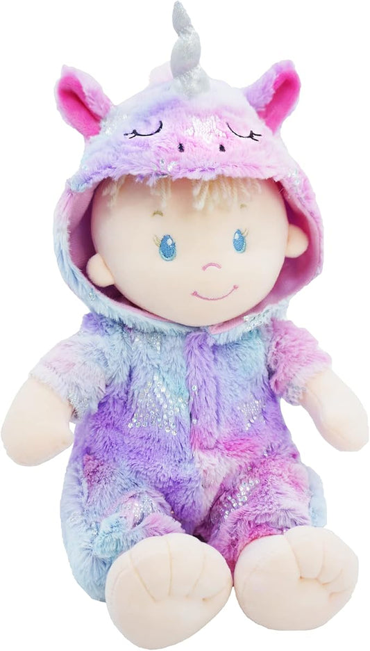 June Garden 12" Sweet Dolly Mystical Unicorn - Stuffed Ultra Soft Baby Doll for Birth and Up - Unicorn Outfit