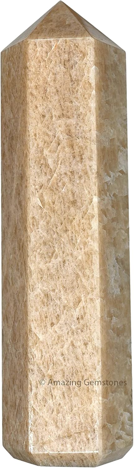 Amazing Gemstone Large Cream Moonstone Crystal Towers ~ Natural Healing Crystal Point Obelisk for Reiki Healing and Crystal Grid (5.5 to 6 INCH)