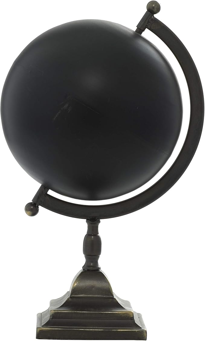 Deco 79 Industrial Metal Round Globe, 11" x 10" x 18", Black
