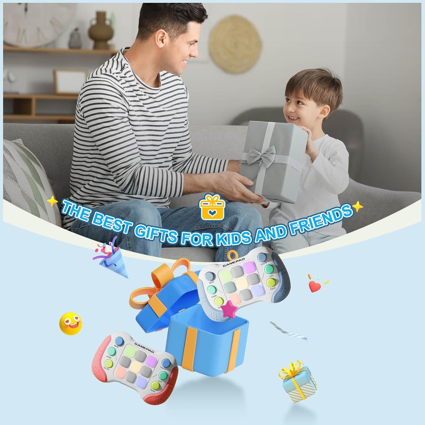 Electric Handheld Game Console Toys for Ages 8-13, Portable Quick Push Game Fidget Toys, Sensory Toy Travel Games Controller for Kids Teen Adults, Student Gift, Back to School