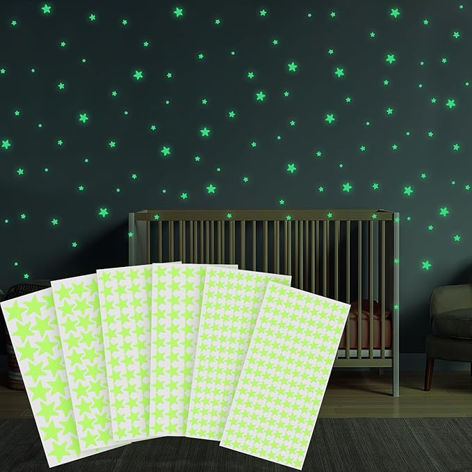 Glow in The Dark Stars Stickers for Ceiling, 514Pcs 3D Room Wall Decor Ceiling Stars Glow in The Dark Star Stickers Wall Decals for Kids Bedding Room or Party Birthday Gift