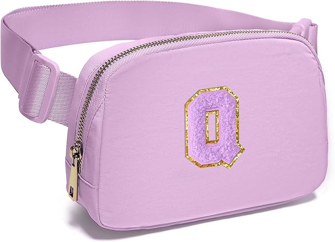 Gitus Gifts for 8 9 10 11 12 Year Old Girls Belt Bag Fanny Pack Crossbody Bags with Initial Letter Patch Cute Stuff Birthday Gifts for Teen Girls Women Personalized Trend Stuff (Lavender-Q)