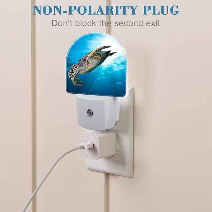 Deep Sea Turtle Night Light for Kids, LED Night Light Plug into Wall with Dusk to Dawn Sensor for Girls Boys Women Men Room Decor, Hallway, Kitchen, Bathroom, Nursery, Stairs