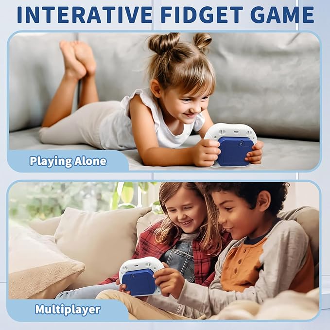 Pop Game Light Up Fidget Toy for Kids, 6 Modes LED Screen Quick Push Controller Electric Fidget Popper Game Quick Push Bubble Sensory Games Birthday Toys for Kids Lightblue