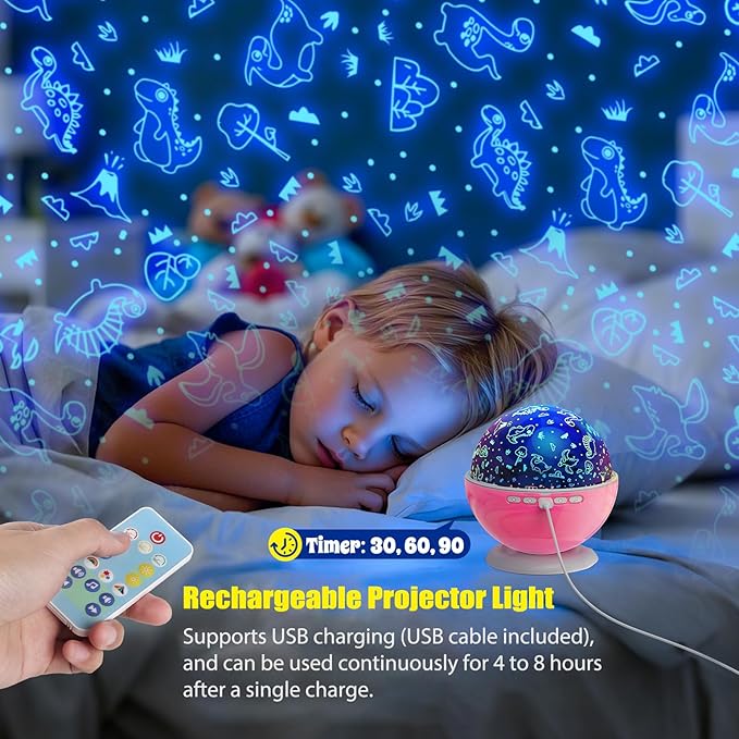 Night Light Projector, Night Light for Kids, Star Projector, 54 Light Color 360 Degree Rotation Kids Night light, Rechargeable Lamp for Bedroom, Light Projector Birthday Christmas Gifts for Boys Girls