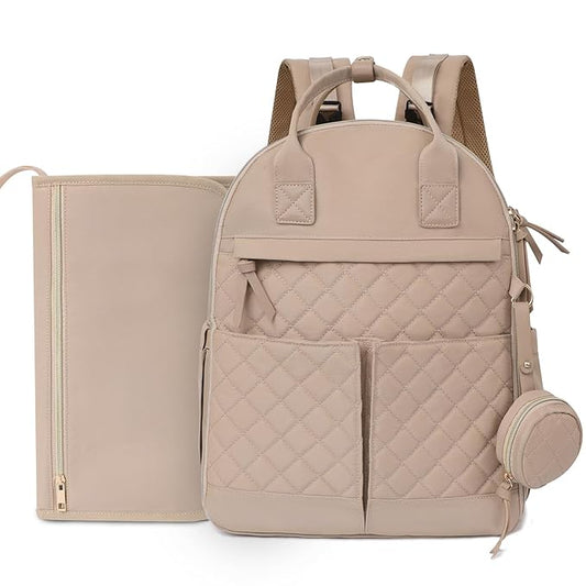 Diaper Bag Backpack, Baby Diaper Bag with 18 Pockets, Large Baby Bag Backpack for Girl Boy, Waterproof Diaper Bag with Changing Pad,Wet Dry Bag, Khaki