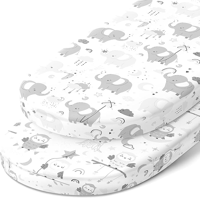 Bassinet Fitted Sheets for Fisher Price Bassinet Soothing Motions, Stow and Go, Rock with Me and Soothing View Bassinet – Snuggly Soft 100% Jersey Cotton – 2 Pack