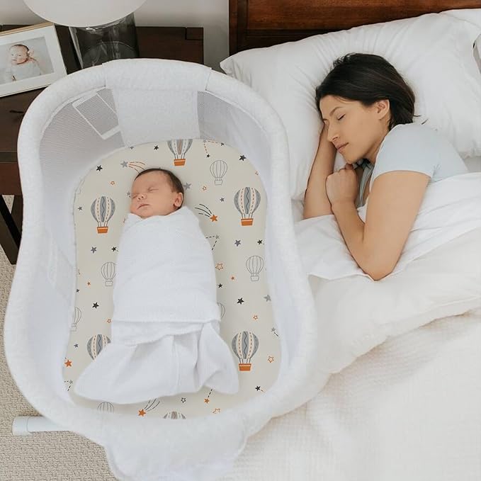 Stretch Fitted Bassinet Sheet Set BROLEX 2 Pack Cradle Sheets for Bassinet Pad/Mattress,Unisex Boys Girls,Ultra Soft,Starsmoon Balloon