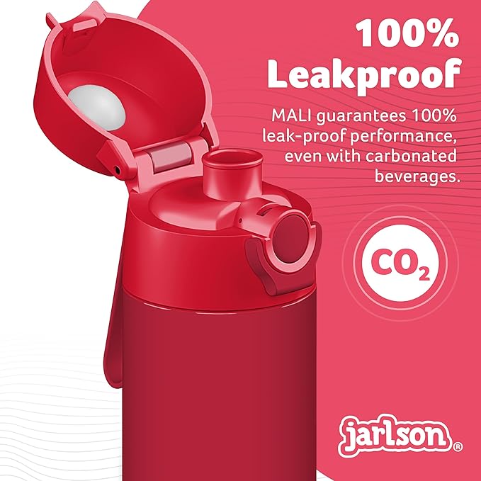 Jarlson® Mali Children's Water Bottle, Thermal Stainless Steel Water Bottle, BPA-Free, Leak-Proof, Children's Bottle with Chug Lid, Bottle for School, Nursery (Red, 18 oz)