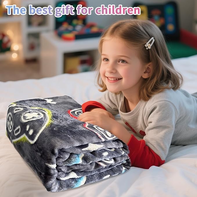Gaming Blanket for Boys, Glow in The Dark Gamer Blankets for Teen Boys, Gaming Gifts for Men, Cool Gamer Gifts, Birthday 40"x 60"
