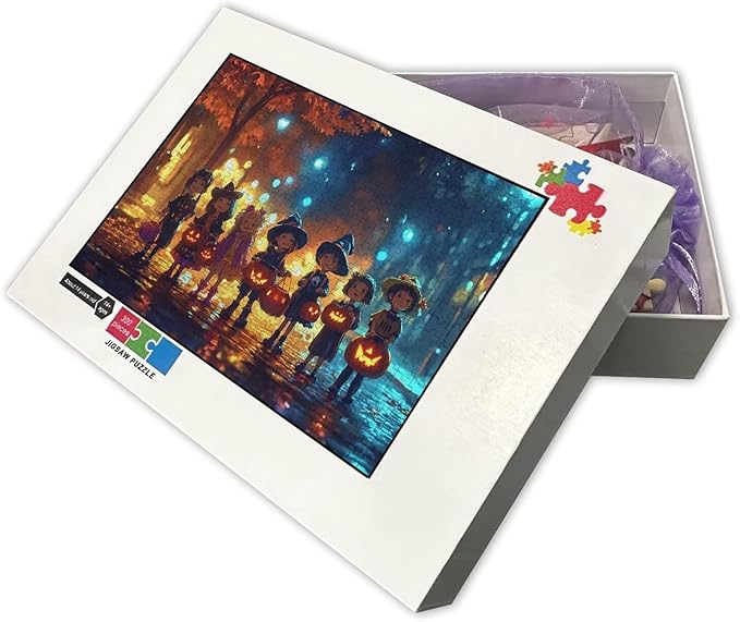 1000 Pieces Puzzle Halloween Street, Adult Pumpkin Candy Basket Artwork | Creative Hd Matching Puzzle Paper Puzzle