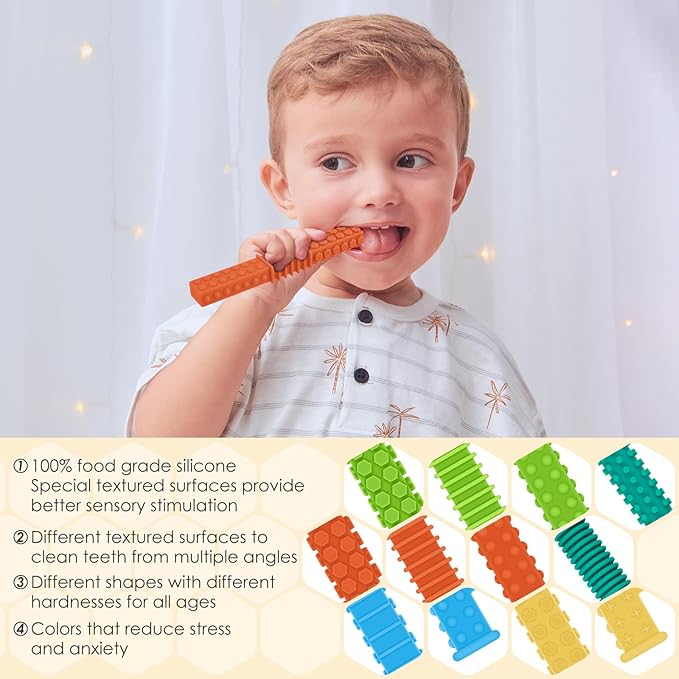 ERKOON 5 Pack Sensory Chew Toys for Autistic Children, Silicone Chewy Tubes Teething Tubes for Autism, ADHD, SPD, Chewies with Special Needs, Oral Motor Chewy Tool for Sensory Kids