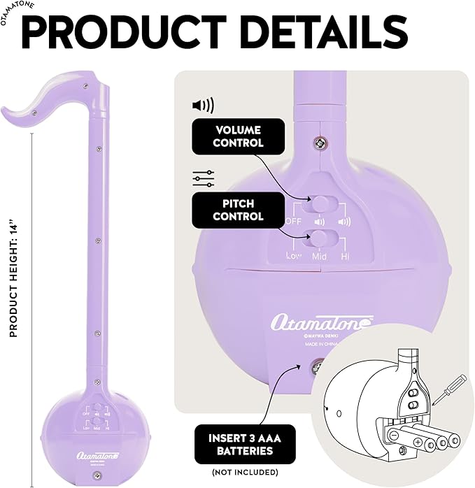 Otamatone Japanese Electronic Musical Instrument Portable Music Synthesizer from Japan by Maywa Denki Studio Award Winning, Educational Fun Gift for Children, Teens & Adults - Purple