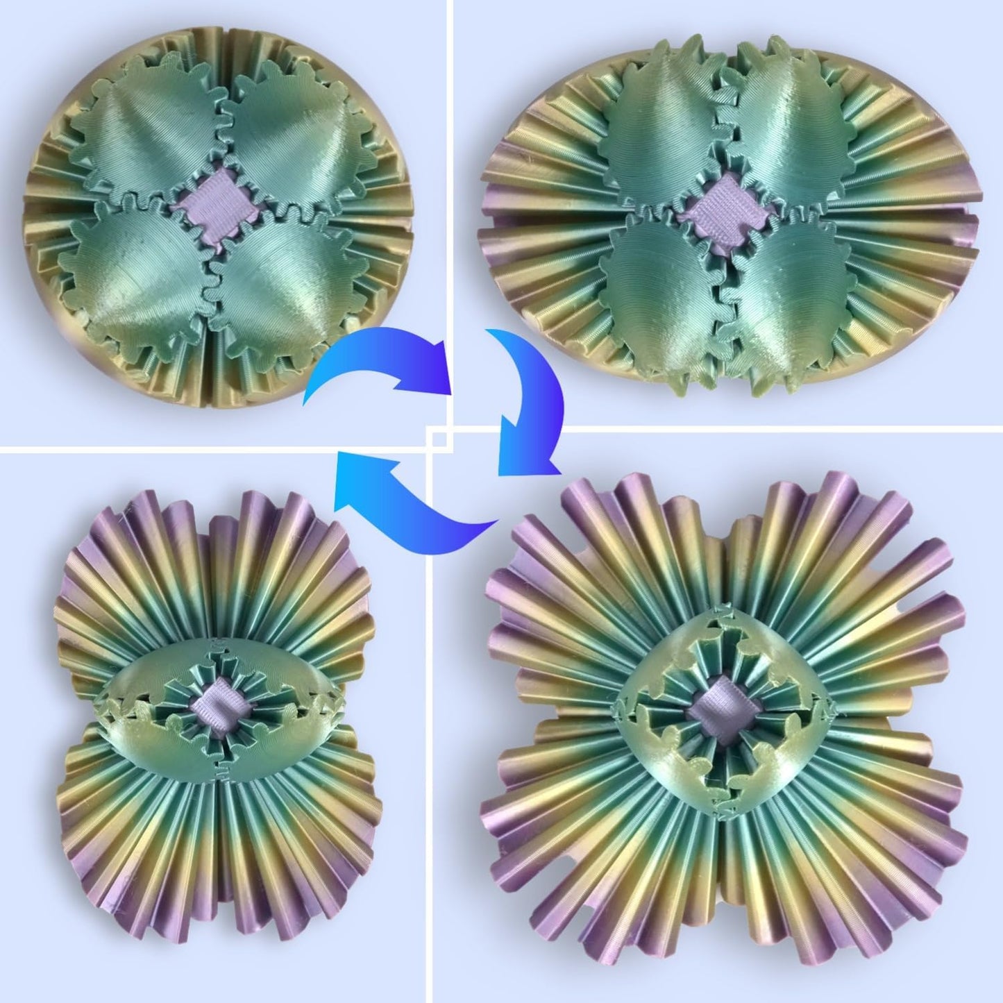 3D Printed Gear Ball, Gear Sphere Fidget Toy Stress Relif Toy for ADHD, Anxiety Relaxing Toy for Adults at Work/Study/Travel, Candy Color