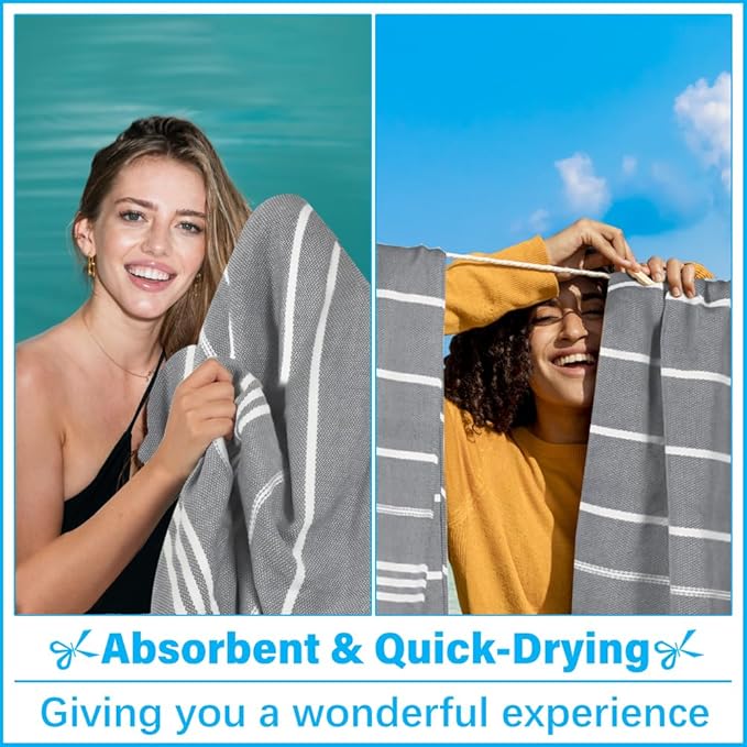 Oversized Turkish Beach Towel Blanket XXL Cotton Sandproof Towels Boho Woven Extra Large Big Sand Free Giant Throw Thick Blankets Huge Quilt XL Picnic Camping Necessities Cloud For Adult Gifts Black