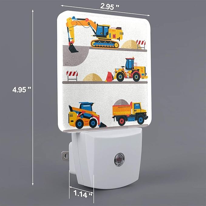 Led Night Light, Construction Car Decorative Plug in Nightlights,with Smart Auto Dusk to Dawn Night Light for Bedroom, Kitchen, Nursery, Bathroom