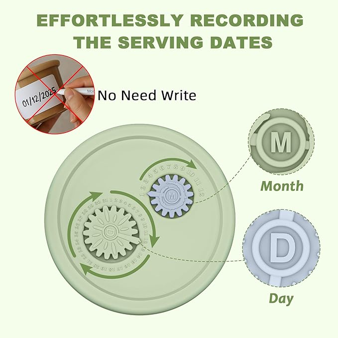 Silicone Baby Food Containers with Date-Tracking Lids, 6-Pack Reusable Snack Containers Food Storage Jars for Infants, Microwave, Dishwasher & Freezer Safe, 3 Sizes