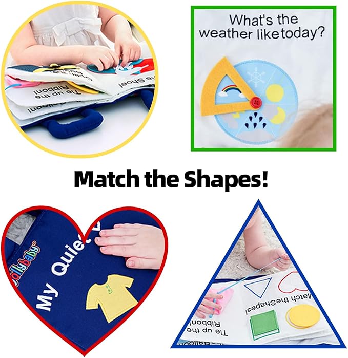 Jollybaby Quiet Book Montessori Toys, Toddlers Travel Toy, Preschool Learning Activities Early Educational Toy, 10 Sensory Activities Busy Book for Boys & Girls with Zipper(Underwater)