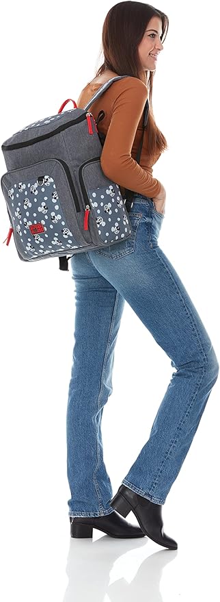 Disney Cudlie Baby Boys Jartop Backpack Diaper Bag in Mickey Mouse Print, 16 Inch, Includes Changing Pad