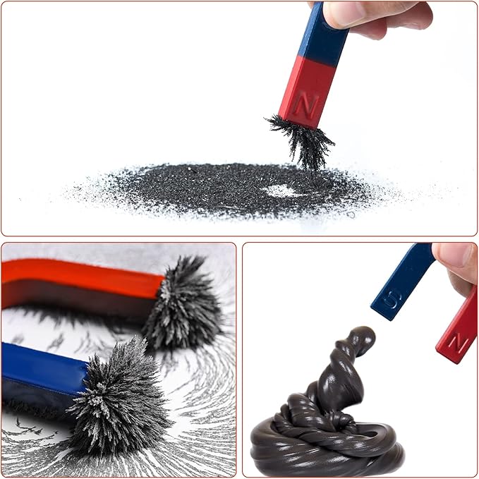 Mysterystone Science Magnets Experiment kit for Kids Physics kit for Students Stem Experiment Tools Including Horseshoe Magnets, Iron filings