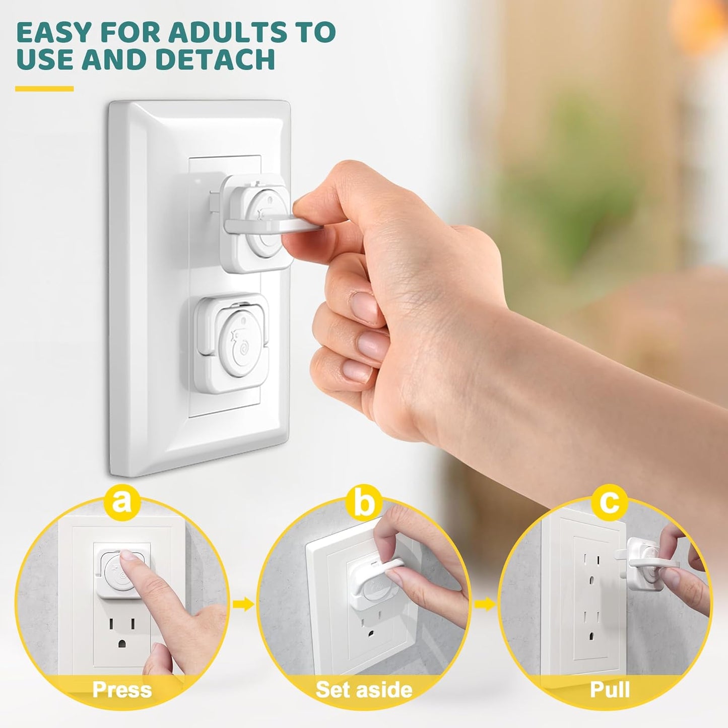 Baby Proofing Outlet Covers(45 Pack), Baby Proof Plug Covers with Hidden Pull Handle for Child Safety, Electric Socket Covers, Plug Protectors to Prevent Power Shock (White)