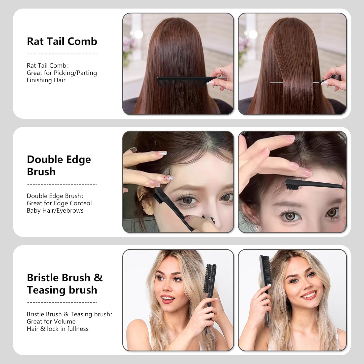 Curl Defining Brush, Curly Hair Brush, Slick Back Hair Brush, For Combing and Shaping Curls in All Hairstyles to Reduce Pulling (Black)