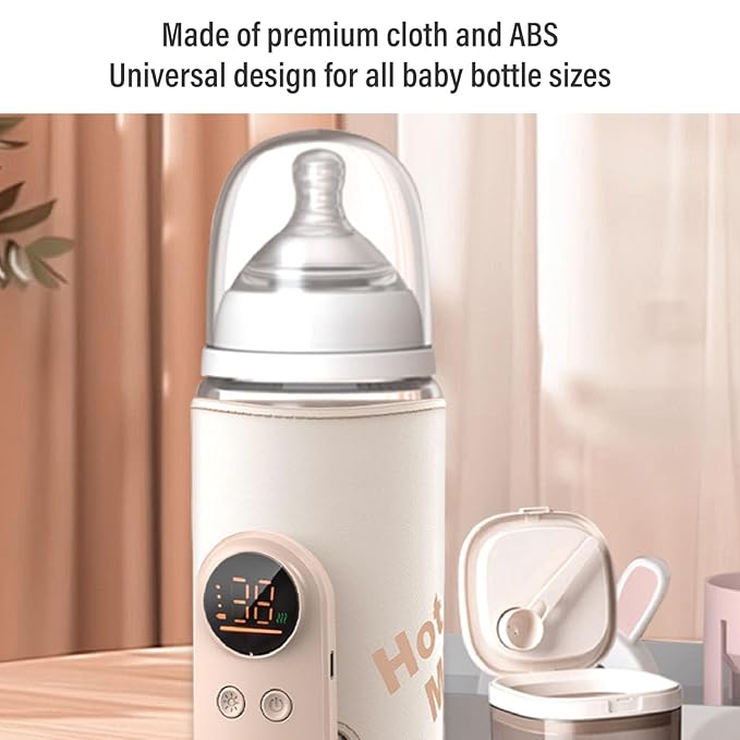 Baby Bottle Warmer, 13cm / 5.1inConstant Temperature USB Rechargeable Portable Bottle Warmer Insulated Sleeve Digital Display Holder for Travel Outdoor Camping