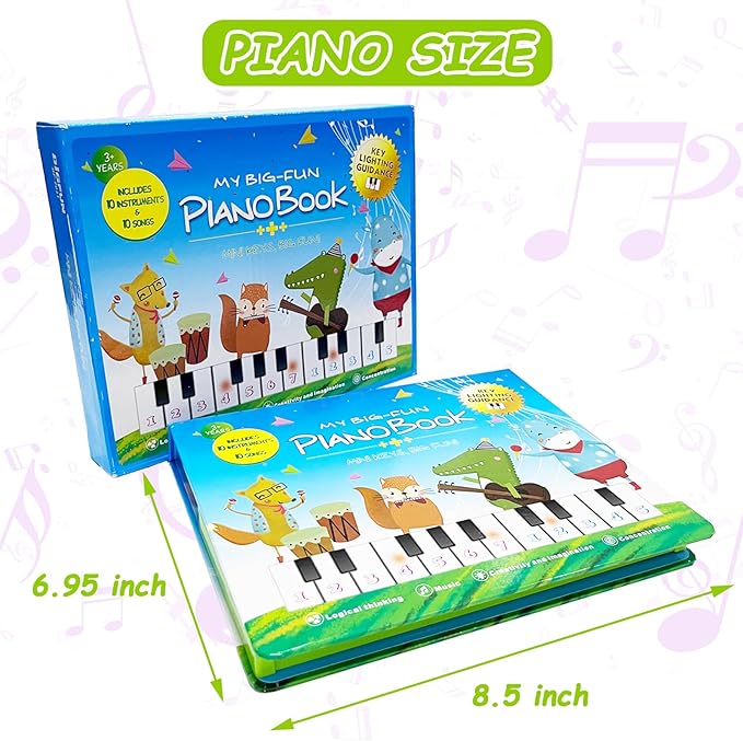 Kids Piano Book Toys - 20 Keys Kids Keyboard Piano Educational Music Toys, Children Gifts & Toddler Toys for 3 4 5 Year Old Boys and Girls