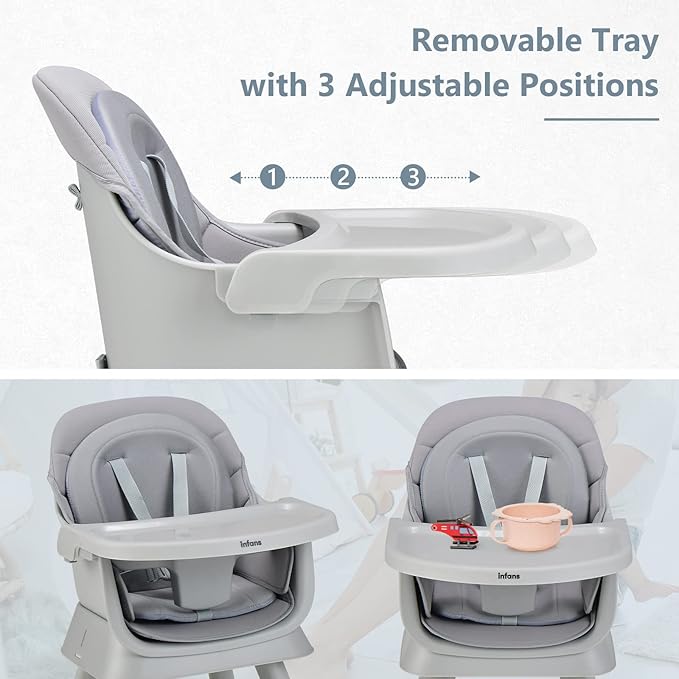 INFANS 8 in 1 Baby High Chair, Convertible Highchair for Babies and Toddlers, Infant Dining Booster Seat, Building Block Table, Kids Stool Table Chair Set with Removable Tray