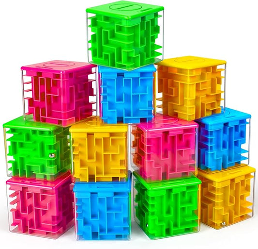 12 Pack Money Maze Puzzle Gift Box, 3D Puzzle Boxes Toy for Cash Gift - Maze Magic Cube Toy Brain Teasers for Kids Adults Birthday Party Favors Easter Basket Fillers