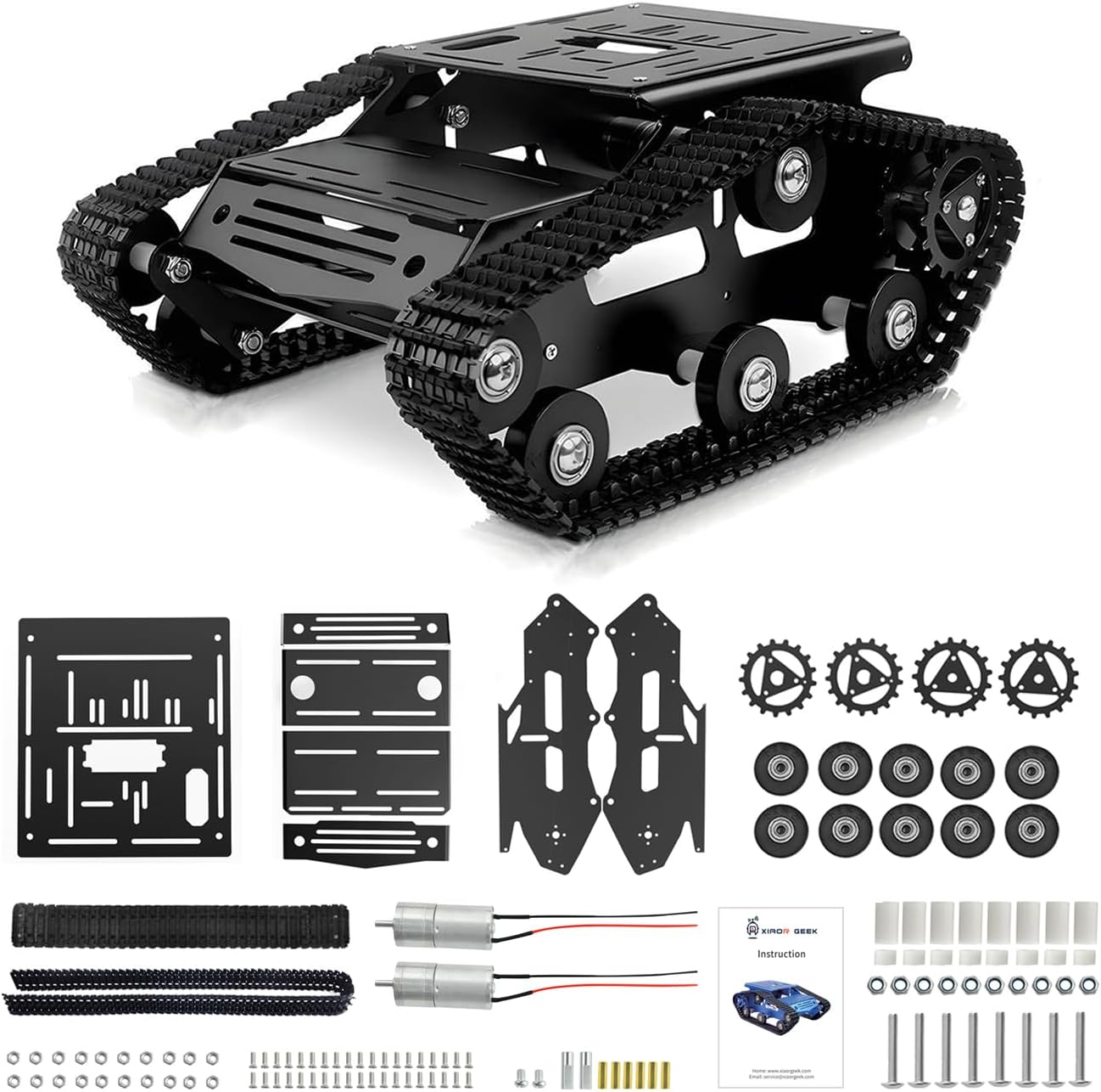 Robot Tracked Tank Car Chassis, Shock Absorbing Robot Chassis Full-Metal Robotic Moving Platform Track for RaspberryPi Arduino Jetson Microb DIY Maker Smart Robot Car Learning Kit