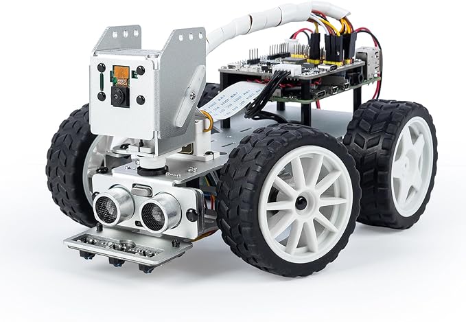 SunFounder Picar-X AI Video Robot Car Kit for Raspberry Pi 5/4/3B+/Zero 2w, LLMs ChatGPT-4o/Gemini/Grok, Voice&Video Recognition, Python, Scratch, Camera, Batterry (RPI NOT Included)
