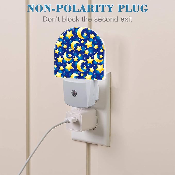 Stars and Moon in Night Sky Night Light Plug into Wall with Dusk to Dawn Sensor Cute Nightlight for Kid Girls Boys Women Men Room Decor, Hallway, Kitchen, Bathroom, Nursery, Stairs