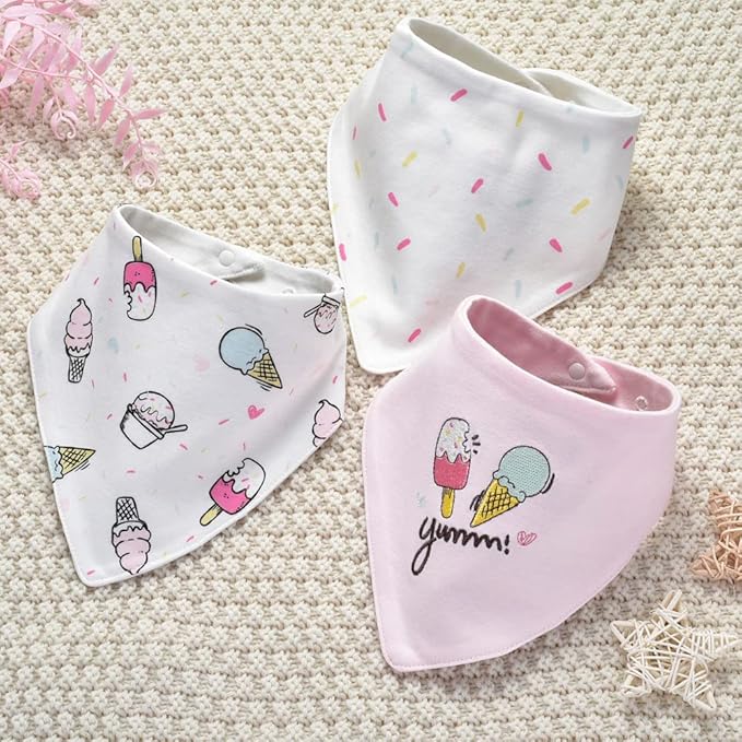 JN&LULU 3 Pack Newborn Baby Bibs Bandana Drool Bibs for Drooling Cotton Baby Gifts