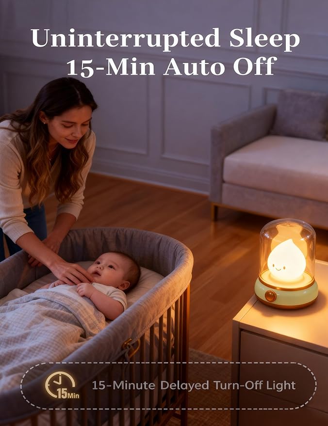 Cute Smiley Lamp, Portable LED Camping Lantern Night Light, Rechargeable, Dimming, Table Bedside Candle Light for Baby Nursery Decor, Bedroom, Bathroom