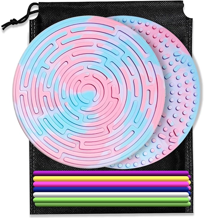 Sensory Activity Board for Kids 3 & Adults - Silicone Fidget Toys with 12 Strings ADHD Autism Anxiety Relief, Portable Travel Bag Included