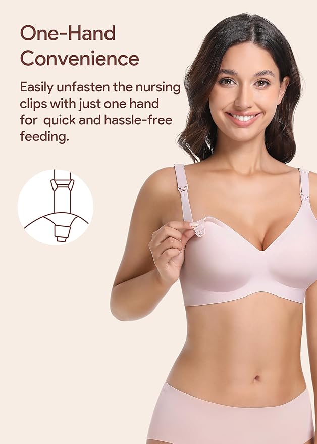 Maternity Nursing Bras Wireless Seamless Ultra-Soft Comfort for Breastfeeding Pregnancy Easy One-Handed Access Sleep Bra