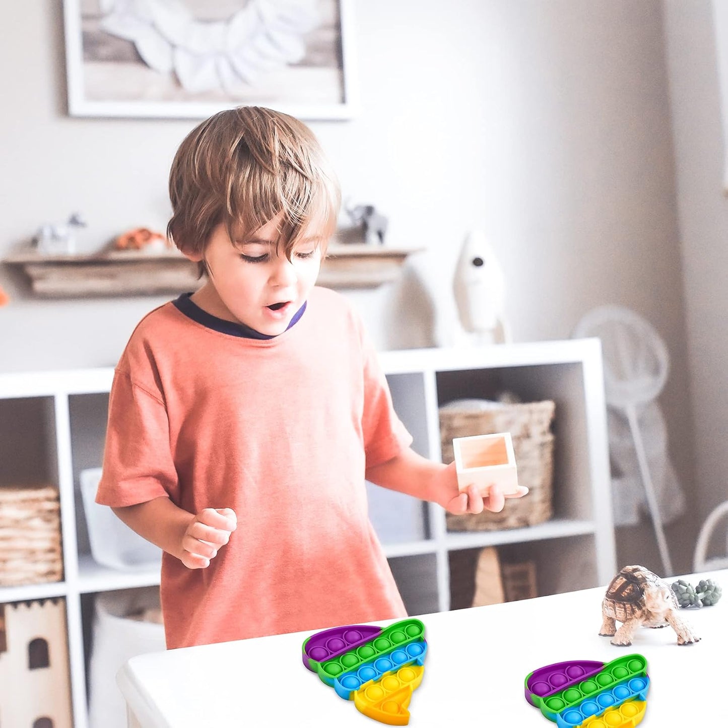 NiHealth Fidget Pack Push Pop Bubble Fidget Sensory Toy, Fidget Toys for Stress Relief Bubble Popper Fidget Toy, Silicone Squeeze Toy for Kids Adults (Rainbow Poop)