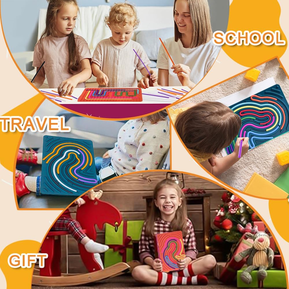 Sensory Activity Board Fidget Toys, Double-Sided Design Quiet Sensory Toys for Kids and Adults Autism ADHD Stress Relief Toy Games Birthday Party