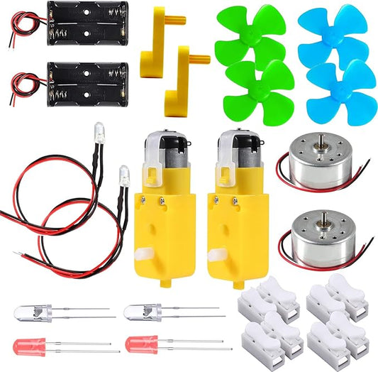 Science STEM Project for Kids Ages 6 8 10 12 Years Boys Girls,Physics Experiment Kit Energy Conversion School Educational Set Mini Generator Motors DIY Wind Turbine Hand Cranked Power Generator