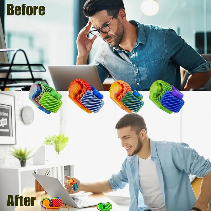 2Pack 3D Printed Spiral Fidget Spinner Toys Gears,Fidget Toys for Kids Adults, Sensory Toy for Anxiety Stress Relief, Novelty Gifts for Friends,Valentine Christmas Classroom Gifts for Kids