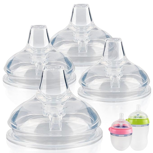Sippy Spout Nipples for Comotomo Baby Bottles,100% Soft Silicone Sippy Cup Nipples,Variable Flow Conversion Nipple,6+ Months,4 Count
