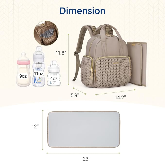 mommore Diaper Bag Small Diaper Backpack Stylish Baby Travel Backpacks with Insulated Pockets, Changing Pad, Stroller Straps
