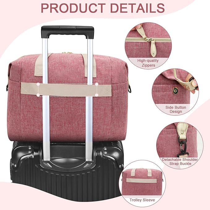 Diaper Bag Tote - Diaper Baby Bags with Pacifier Case, Shoulder Straps, Stroller Clips, Waterproof Large Mommy Bag Maternity Bag Travel Baby Bag for Mom and Dad, Pink