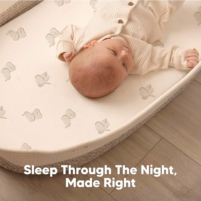 2-Pack Baby Bassinet Sheets Girl, Boy - 33x17 Viscose Derived from Bamboo Bedside Mattress Fitted Bassinet Sheets, Compatible with Halo Bassinest Swivel Sleeper, Baby Delight, Graco(Butterflies)