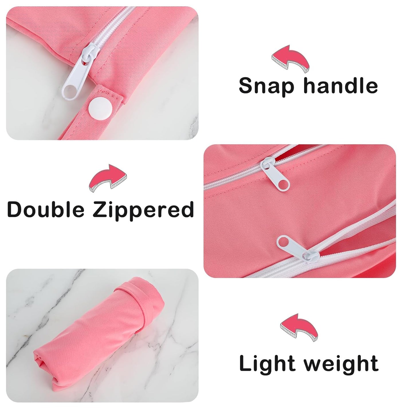 Angel Love 2 Pack Baby Cloth Diaper Wet/Dry Bags with Two Zippered Pockets, Travel, Beach, Pool, Gym Bag for Swimsuits or Wet Clothes, Waterproof Washable Reusable, P0709