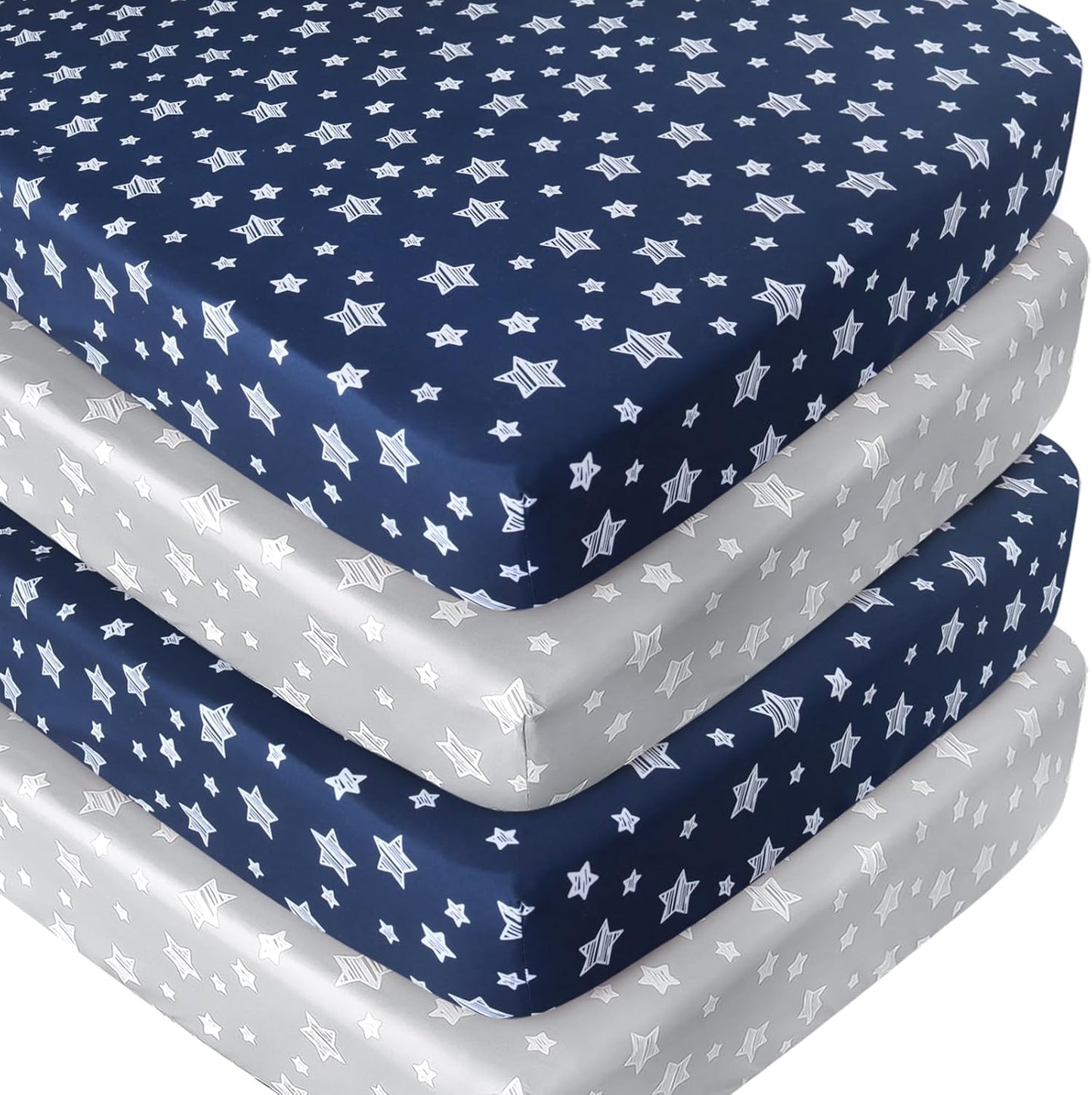 Crib Sheets 4 Pack, Fitted Crib Sheets for Standard Size Crib and Toddler Mattresses, Soft and Breathable Baby Gift Set
